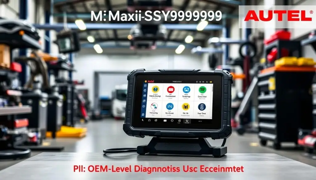 Autel MaxiSYS 909CV tablet displaying live diesel engine diagnostic parameters and fault codes