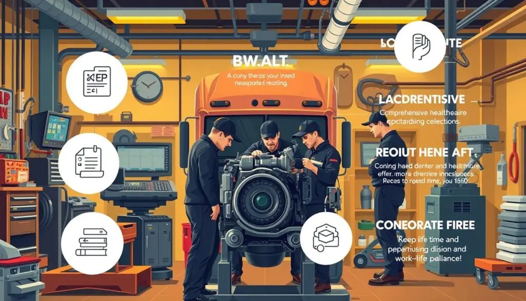 Infographic showing essential benefits package components for attracting diesel mechanics