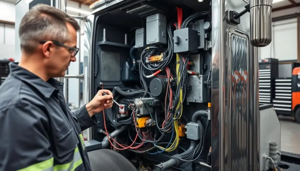 Commercial truck battery maintenance and electrical system diagnostic procedures