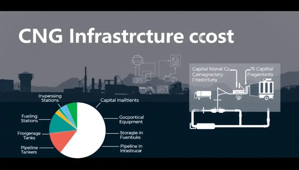 CNG station infrastructure cost breakdown chart displaying major equipment and installation expenses