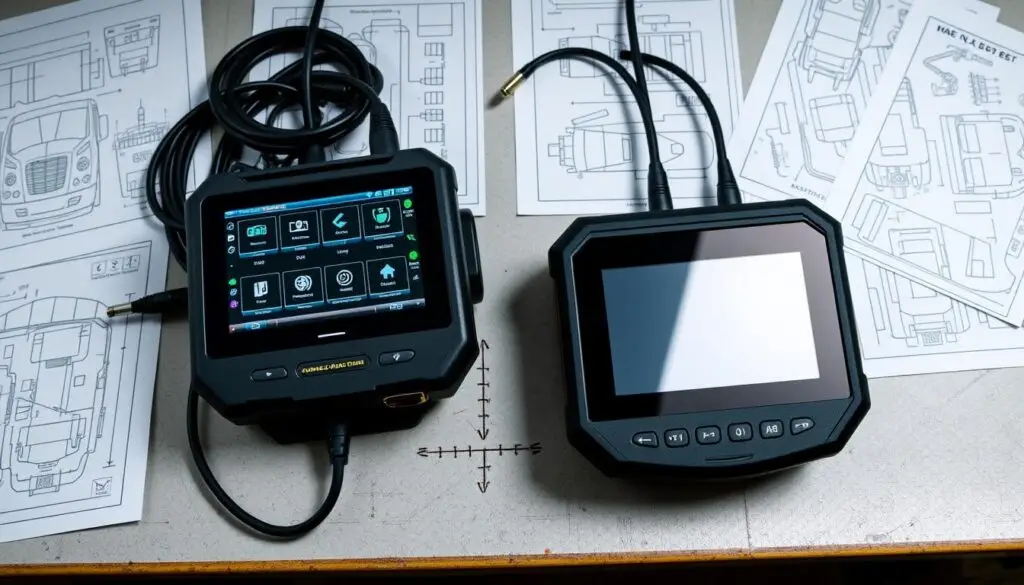Wireless and wired commercial truck scanners showing connectivity options