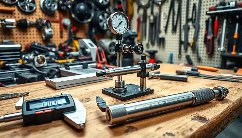 DIY torque wrench accuracy check showing internal components and testing equipment