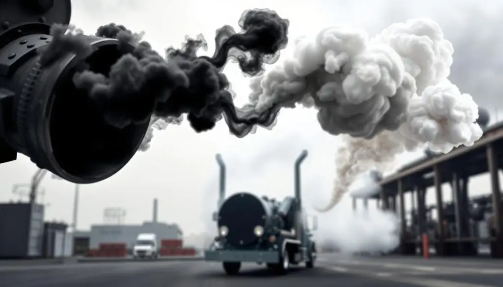 Diesel exhaust smoke diagnosis showing black smoke during engine troubleshooting