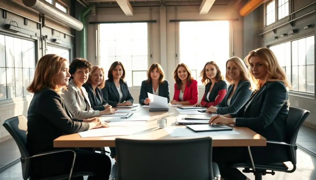 Female fleet executives collaborating during strategic planning session