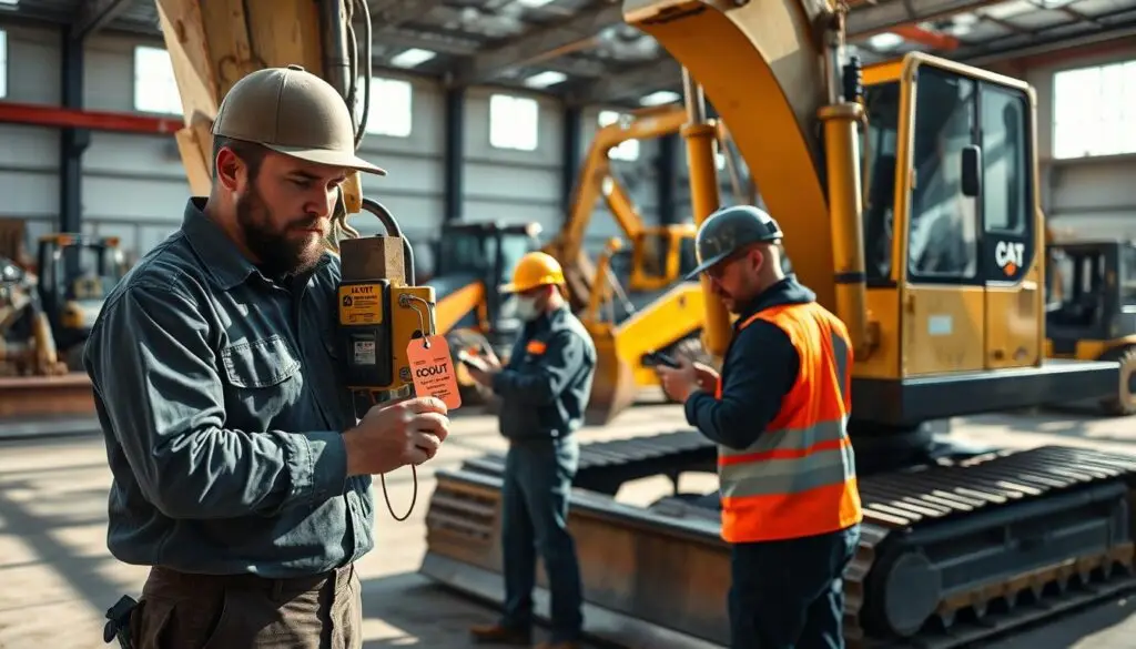 Lockout tagout procedures for hydraulic and electrical systems in heavy equipment facilities