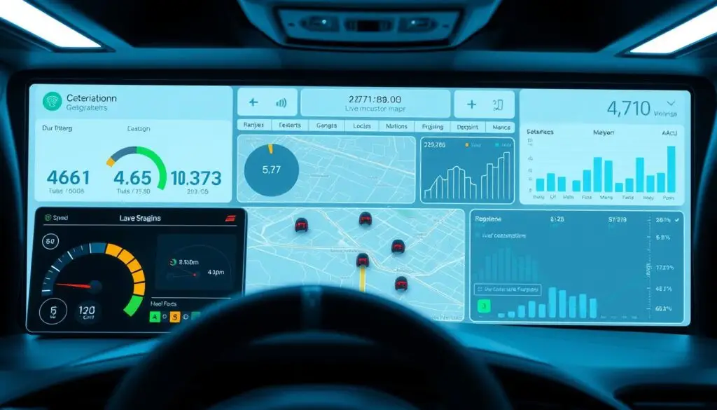 Real-time fleet monitoring platform displaying vehicle health scores and maintenance alerts