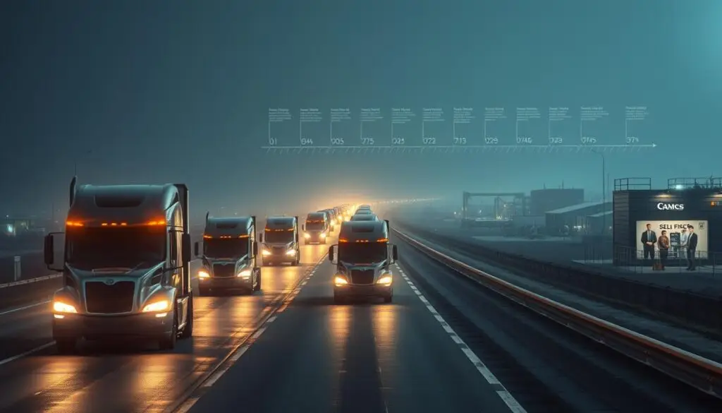 Comparison of major autonomous trucking companies showing technology approaches and deployment timelines