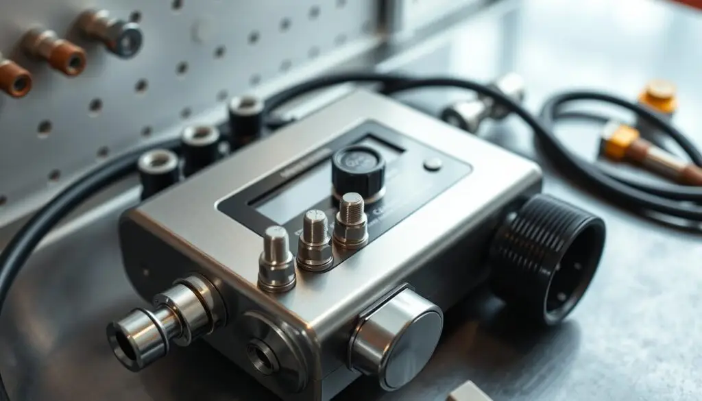 diesel mechanic performing compression test on commercial truck engine