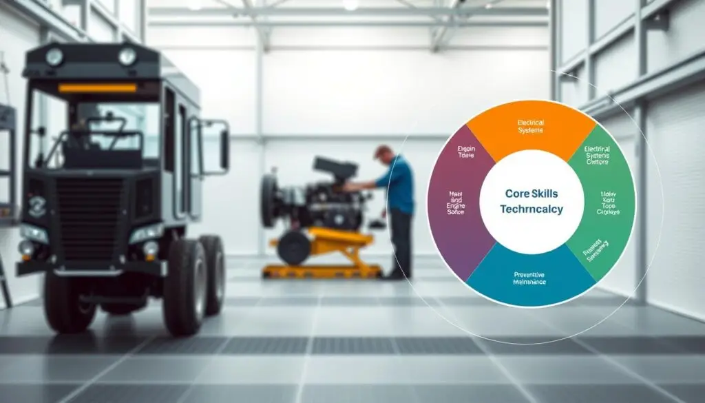 Core skill areas for diesel mechanics including diagnostics