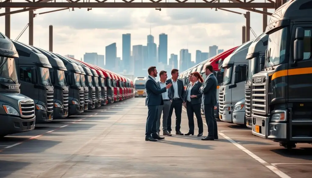 Fleet manager reviewing customer retention strategies and performance metrics dashboard