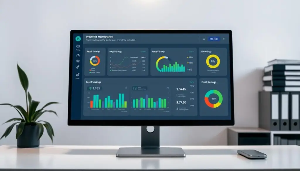 Fleet maintenance software dashboard displaying optimized scheduling