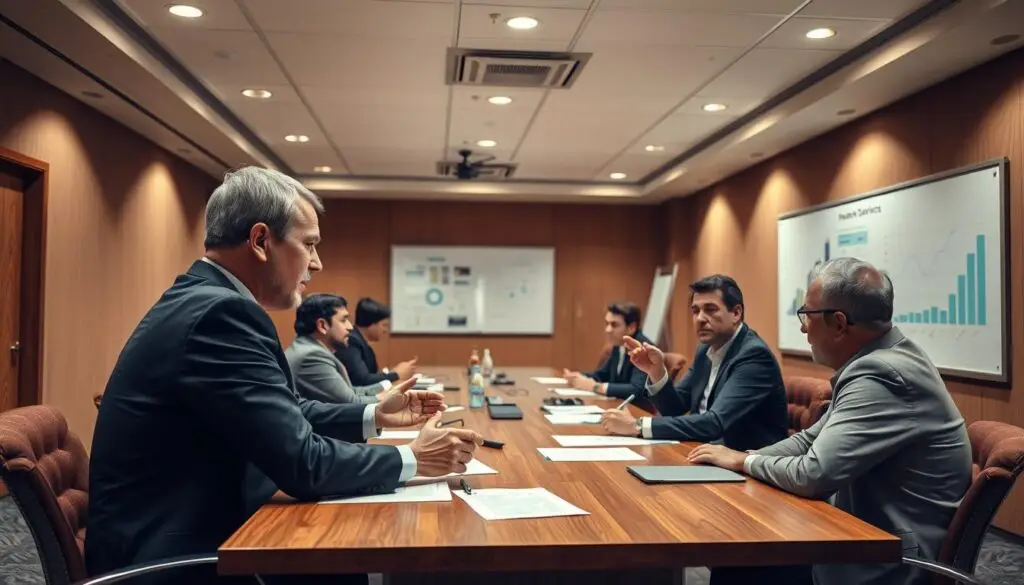 Fleet service contract negotiation session with transparent pricing presentation