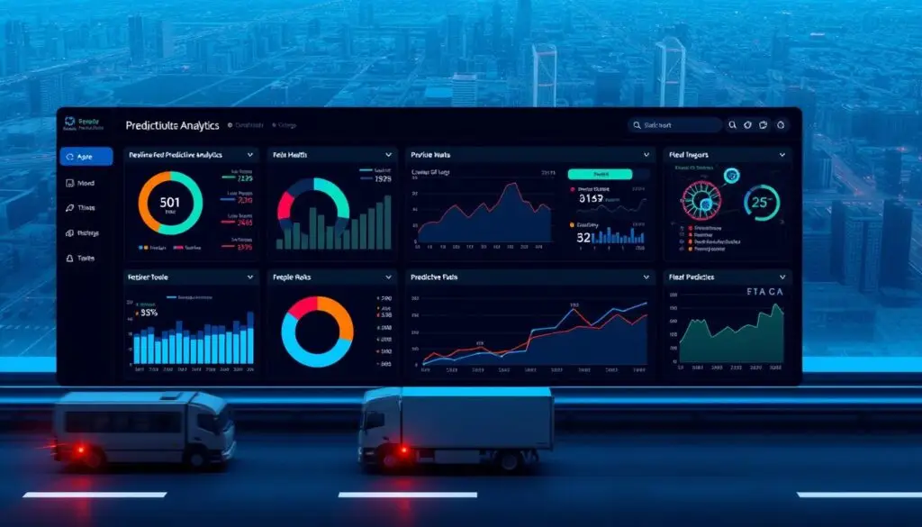 Predictive analytics dashboard showing real-time vehicle diagnostics for fleet management