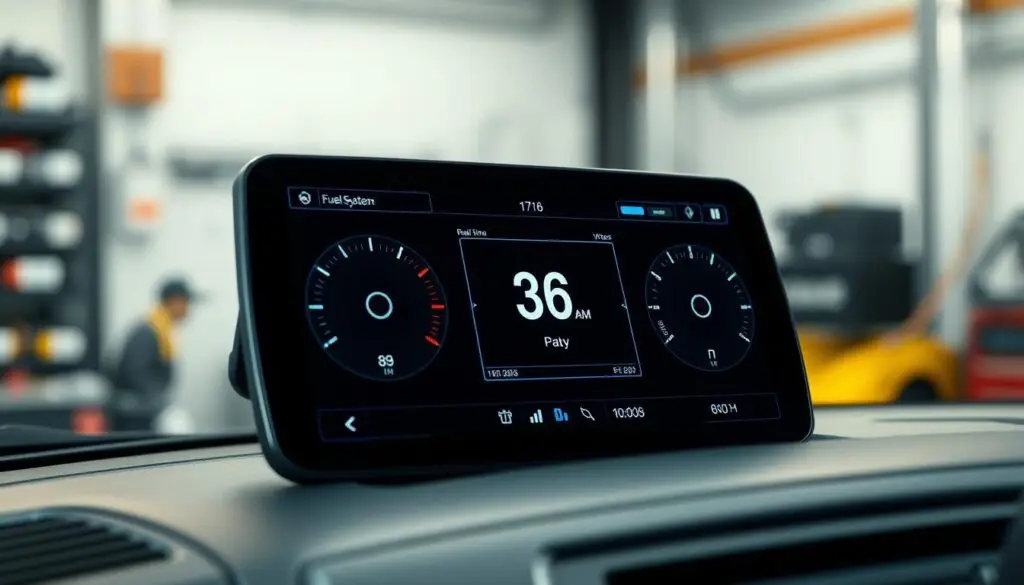 Scan tool display showing fuel rail pressure live data parameters for diesel diagnosis