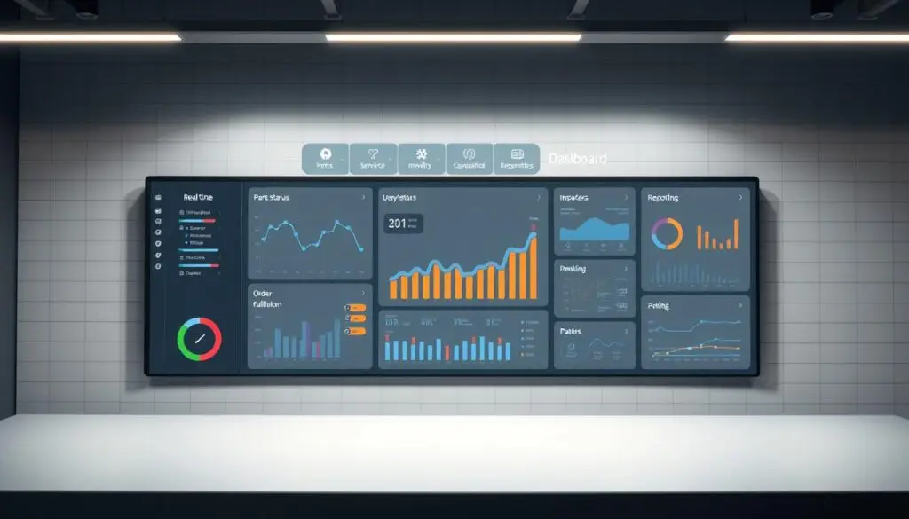 integrated work order tracking dashboard showing parts allocation and availability