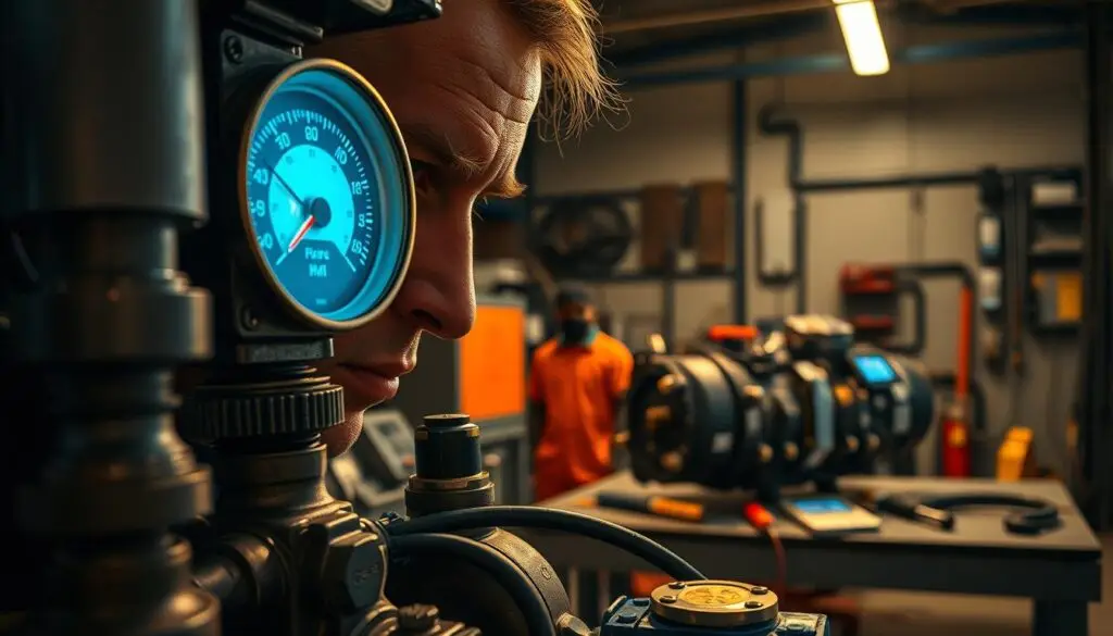 Temperature monitoring equipment and gauges installed on commercial truck hydraulic system