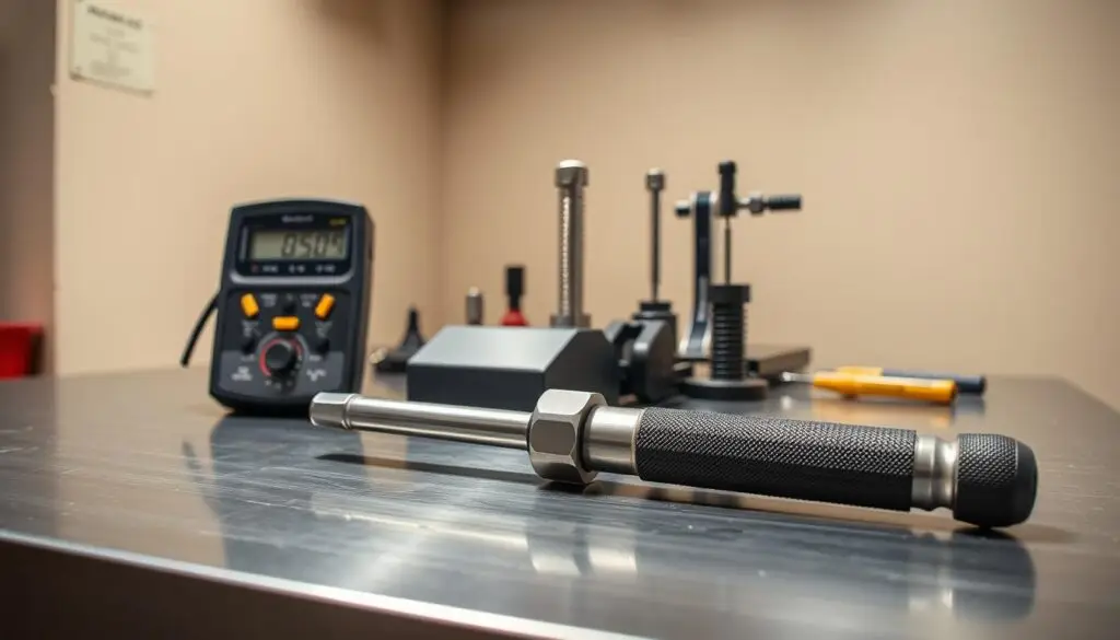 torque wrench testing methods showing digital adapters and beam testing equipment