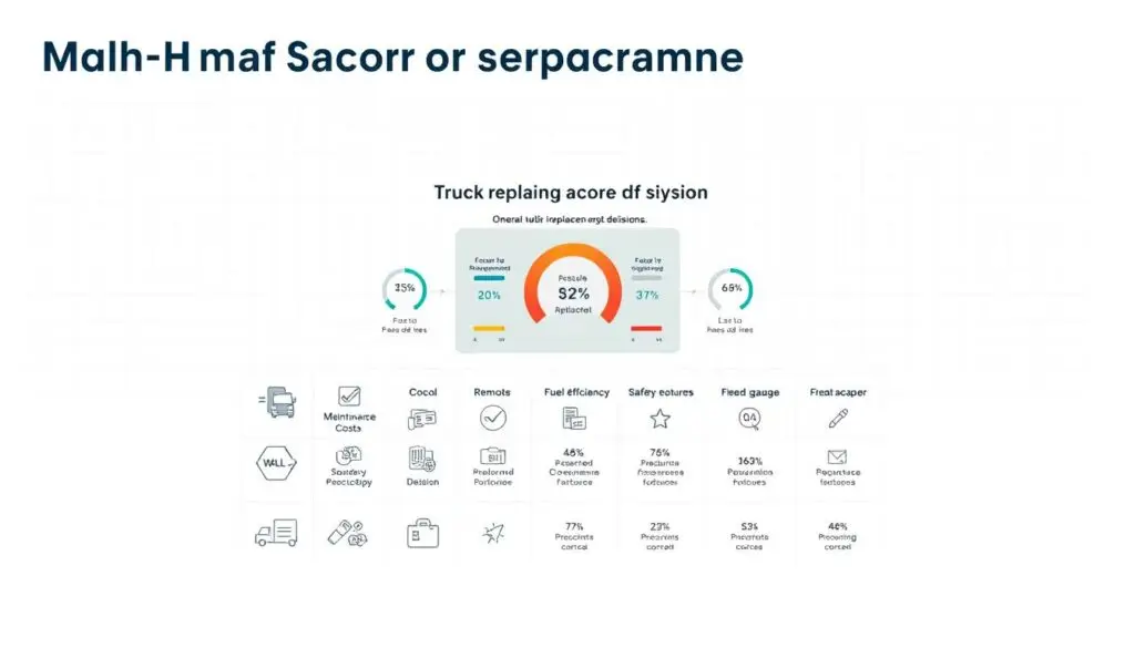 Multi-factor scoring system matrix for commercial truck replacement showing weighted criteria analysis
