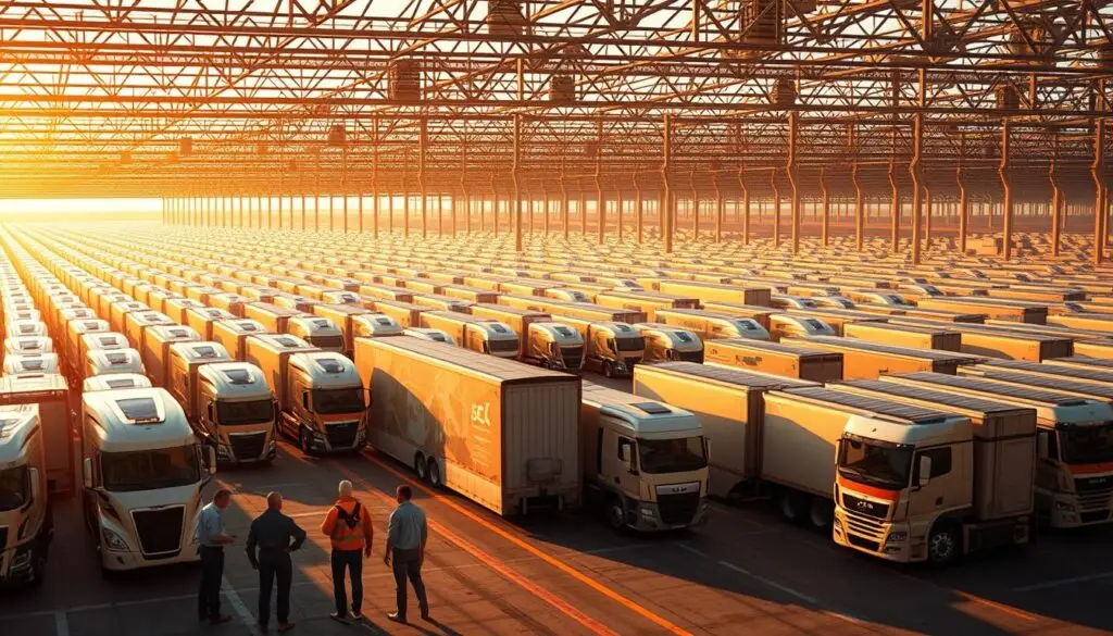 Trucking sustainability initiatives featuring zero emission vehicles and green fleet technology