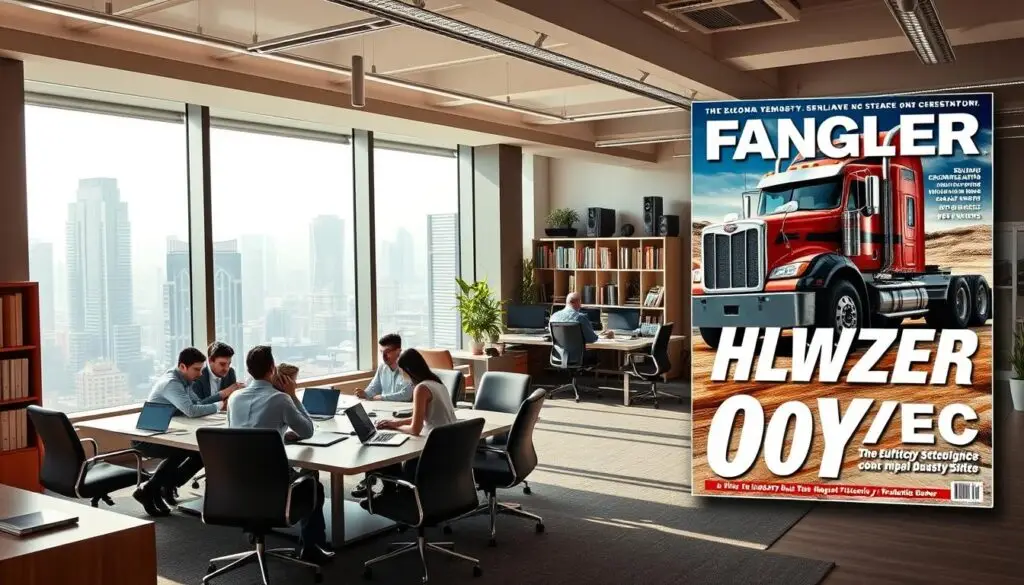 commercial fleet executive reviewing trade magazine subscriptions and industry resources