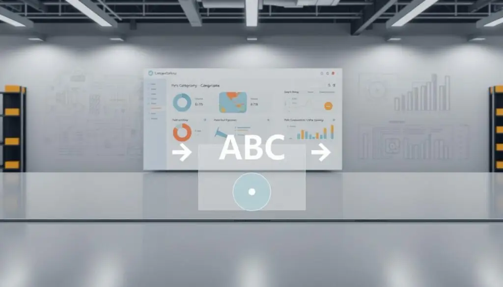 ABC analysis chart showing parts categorization by value and turnover frequency