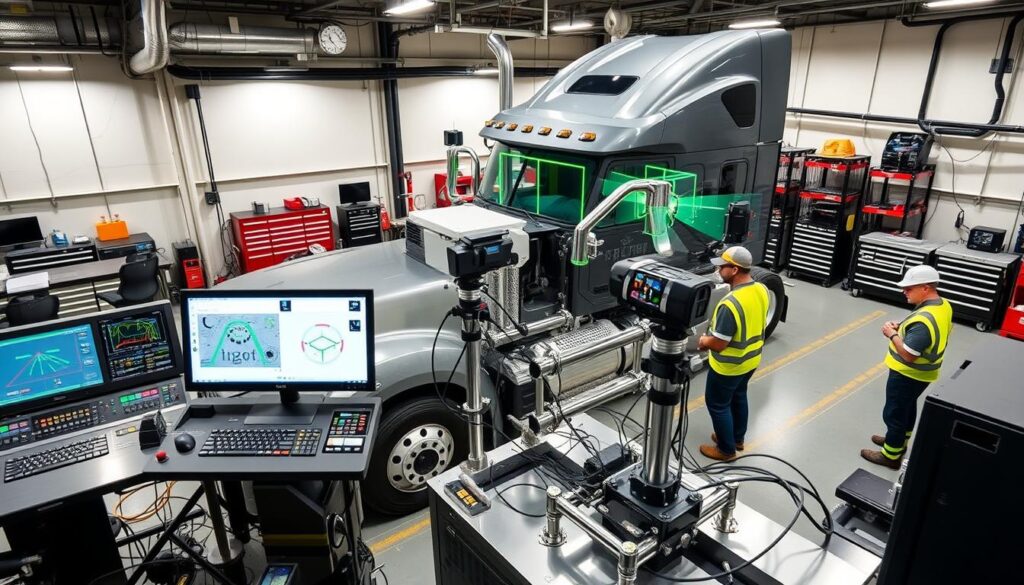Precision laser alignment tools for heavy truck ADAS sensor calibration