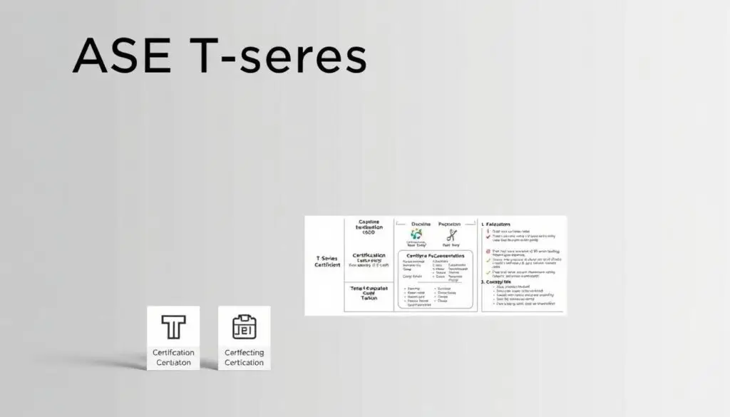 Chart showing the eight ASE T-series certification tests for medium and heavy truck technicians