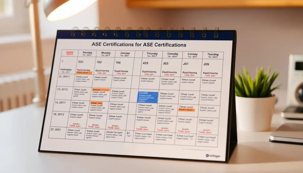 ASE certification expiration tracking calendar for fleet technicians