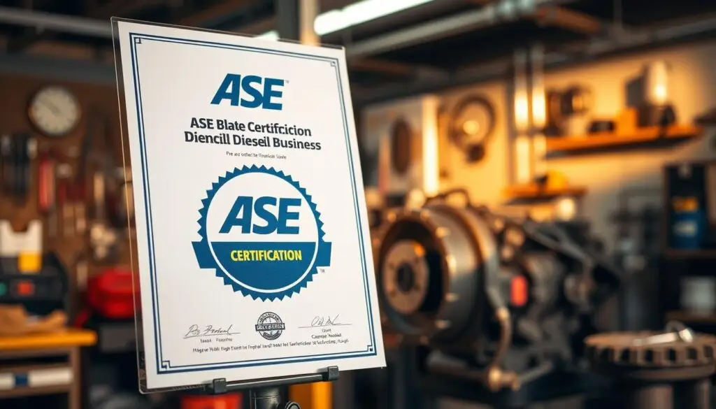 ASE certified diesel technician performing engine diagnostics