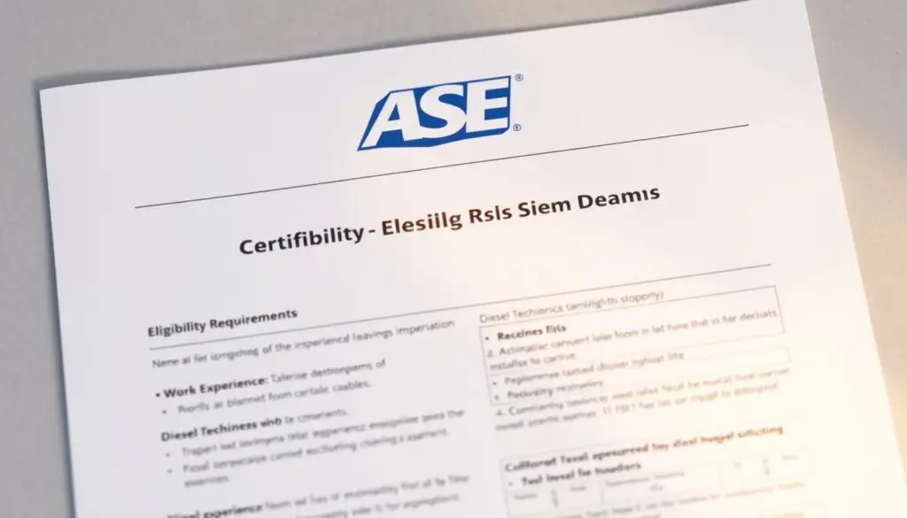 Diesel technician documenting work experience for ASE certification eligibility