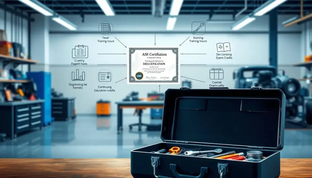 Calendar showing ASE certification renewal timeline and recertification deadlines