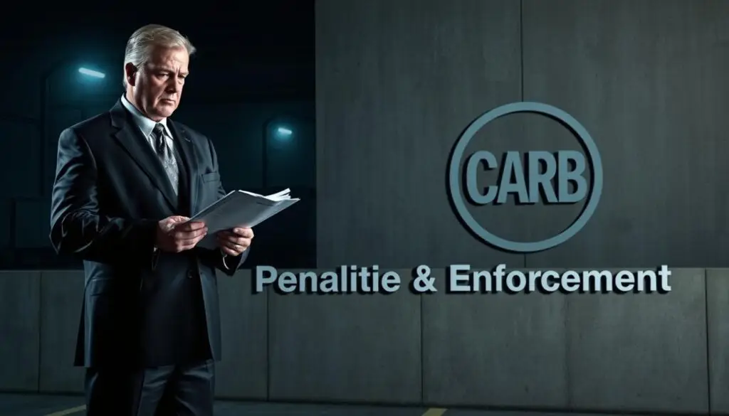 CARB enforcement notice and penalty documentation for non-compliant trucking fleet
