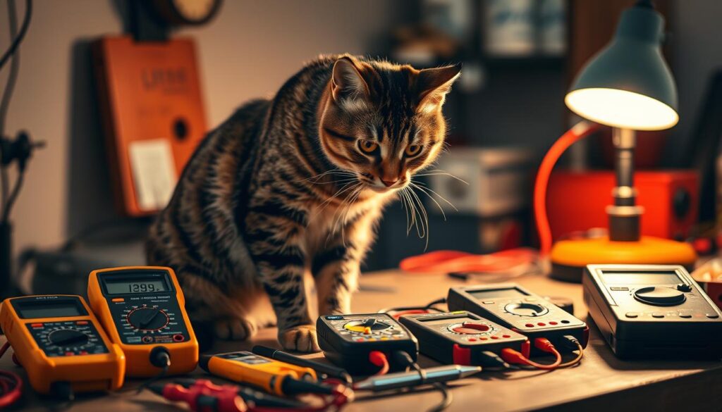 Professional CAT III and CAT IV rated digital multimeters displayed with industrial electrical panel in background