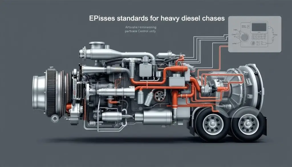 Modern diesel engine aftertreatment system showing DPF and SCR components required for EPA compliance