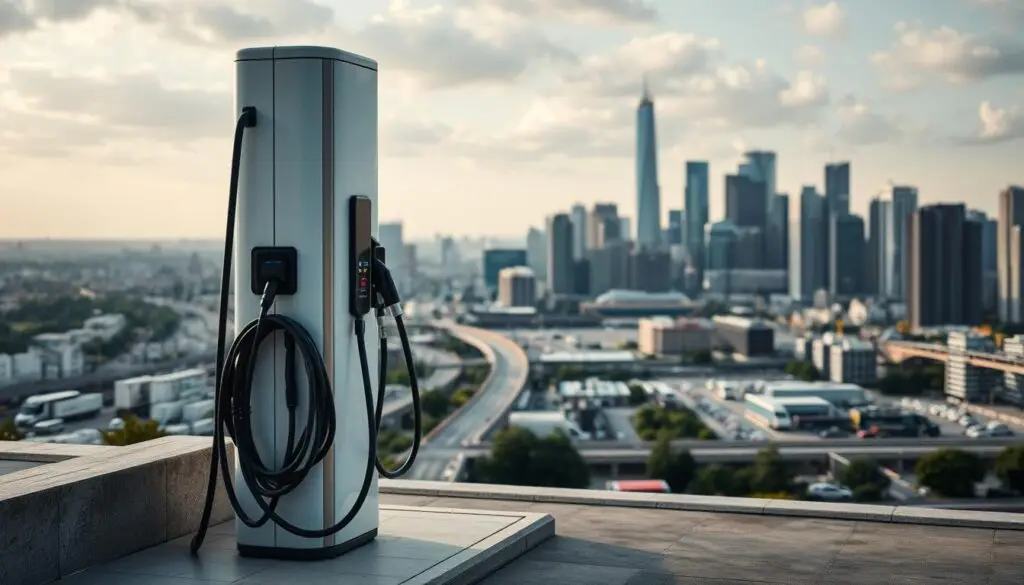 Commercial DC fast charging equipment installation showing cost specifications and power output