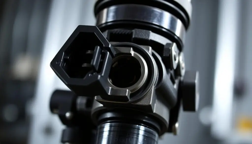 High-pressure fuel injector from DD15 engine showing precision nozzle assembly