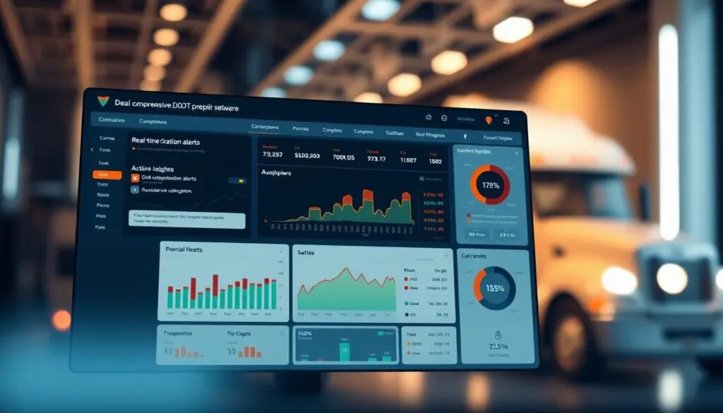DOT audit preparation software dashboard displaying violation alerts, driver file status, and compliance reporting tools