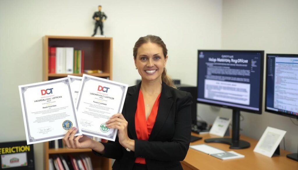 DOT compliance certifications and industry credential documentation