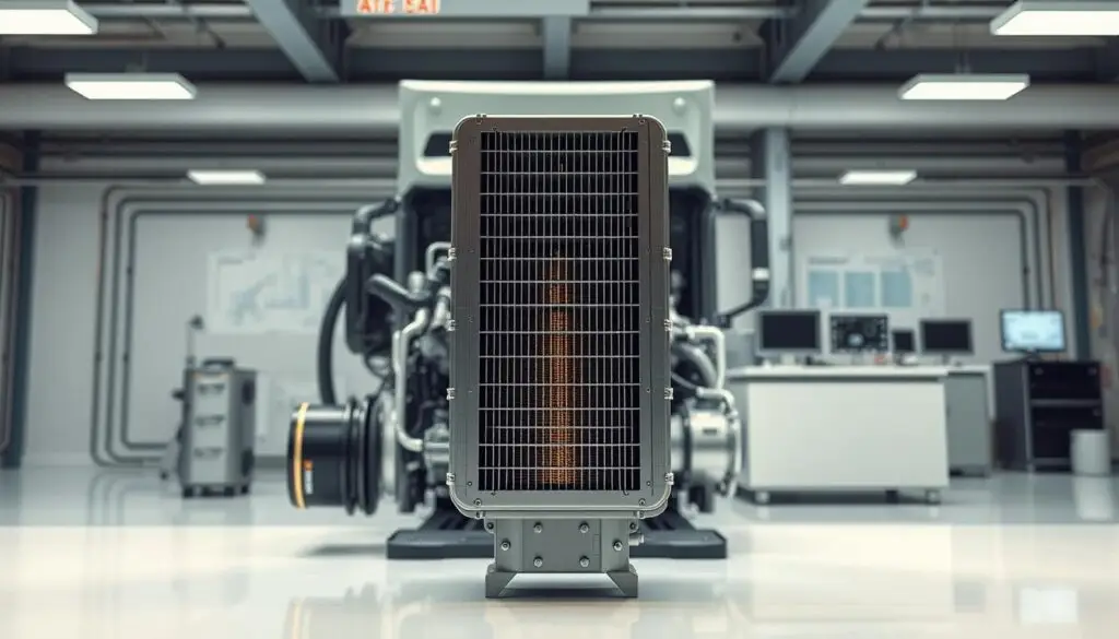 Cutaway diagram showing diesel particulate filter and selective catalytic reduction system components
