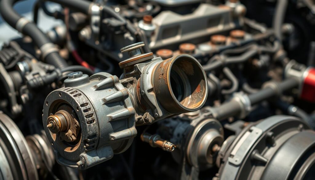 Duramax diesel engine showing CP4 pump location