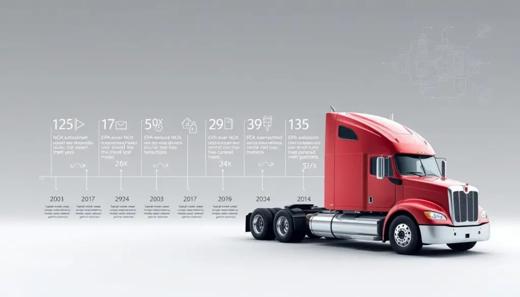 EPA NOx emissions standards timeline showing regulatory progression from 1974 to 2027