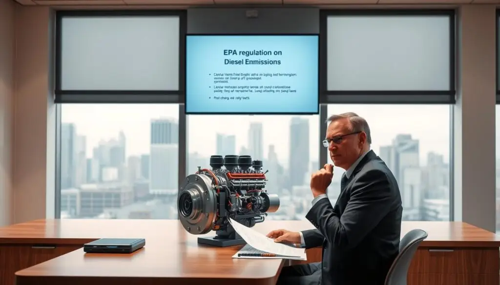 EPA Clean Air Act authority flowchart showing federal diesel emissions regulatory framework for commercial fleets