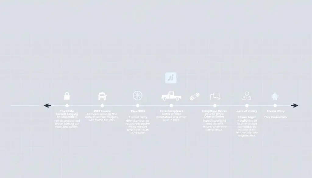 Timeline showing FMCSA electronic logging device mandate implementation from 2000 to 2019