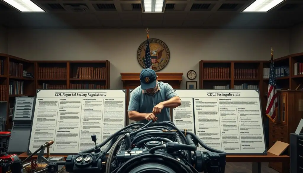 Federal Motor Carrier Safety Administration building representing federal CDL regulations that govern when diesel mechanics need commercial driver's licenses