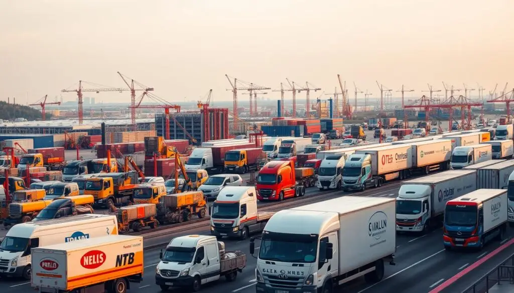 Infographic showing fleet management software adoption across manufacturing, logistics, transportation, and passenger vehicle sectors