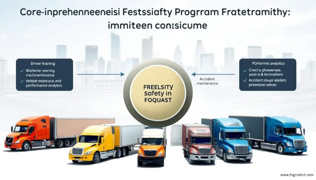 Fleet safety program implementation framework diagram showing integration of training, technology, and culture
