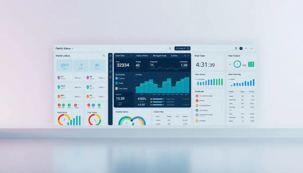 Fleetio vehicle maintenance tracking dashboard showing scheduled services and fleet status
