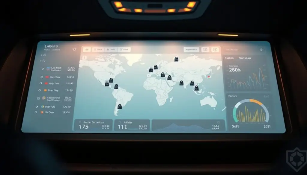 GPS tracking dashboard displaying real-time fleet locations with vehicle status indicators and route information