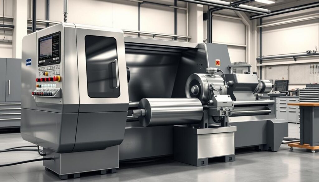 Hofmann Megaplan BL200 brake lathe showing precision controls and cutting assembly