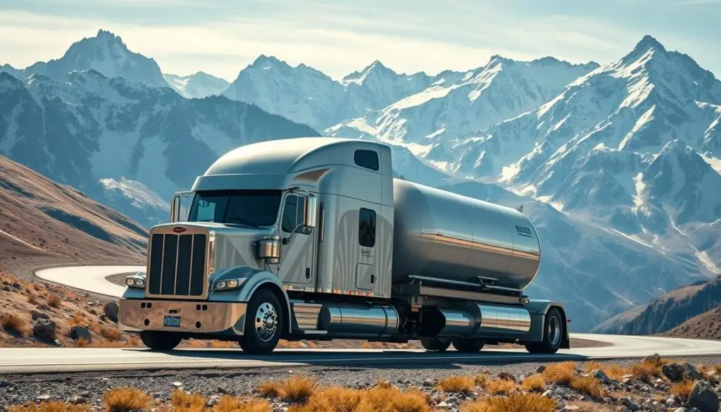 Semi truck with hydrogen fuel cell technology representing alternative fuel options for commercial fleets